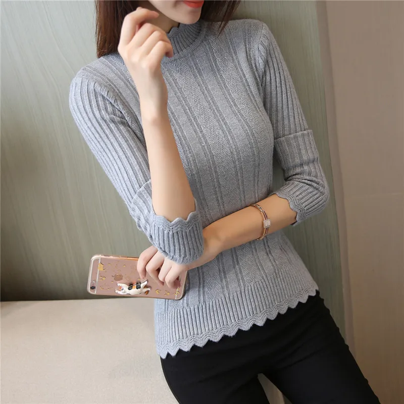 

Lcybhe 2019 New Korean version of self-improvement knitted sweater in autumn and winter and half-high collar and bottom shirt