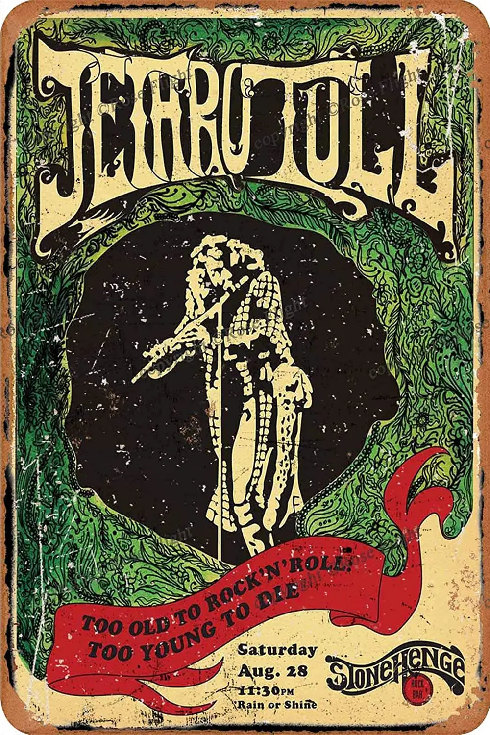 

Jethro-Tull Too Old to Rock N Roll Too Young to Die Retro Tin Sign Vintage Poster Plaque Wall Decor for Bar Cafe Gardenm