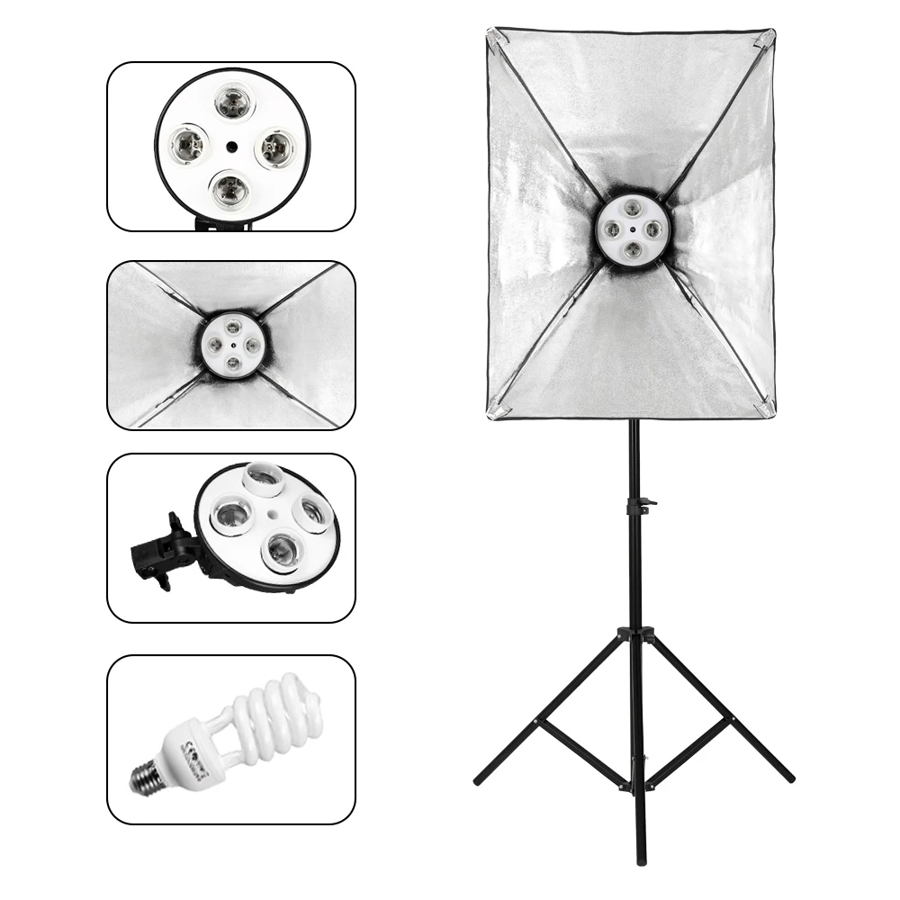 Andoer Photo Studio Lighting Kit Softbox 45W Bulb