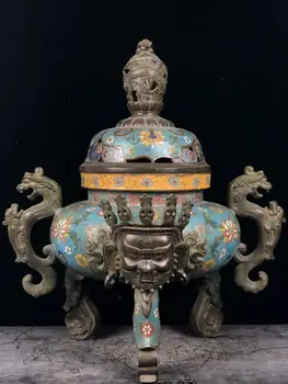 

Cloisonne King Kong Dragon Ear Aromatherapy Furnace Copper Handmade Chinese Classic Collectible Antique Vintage Home Decoration