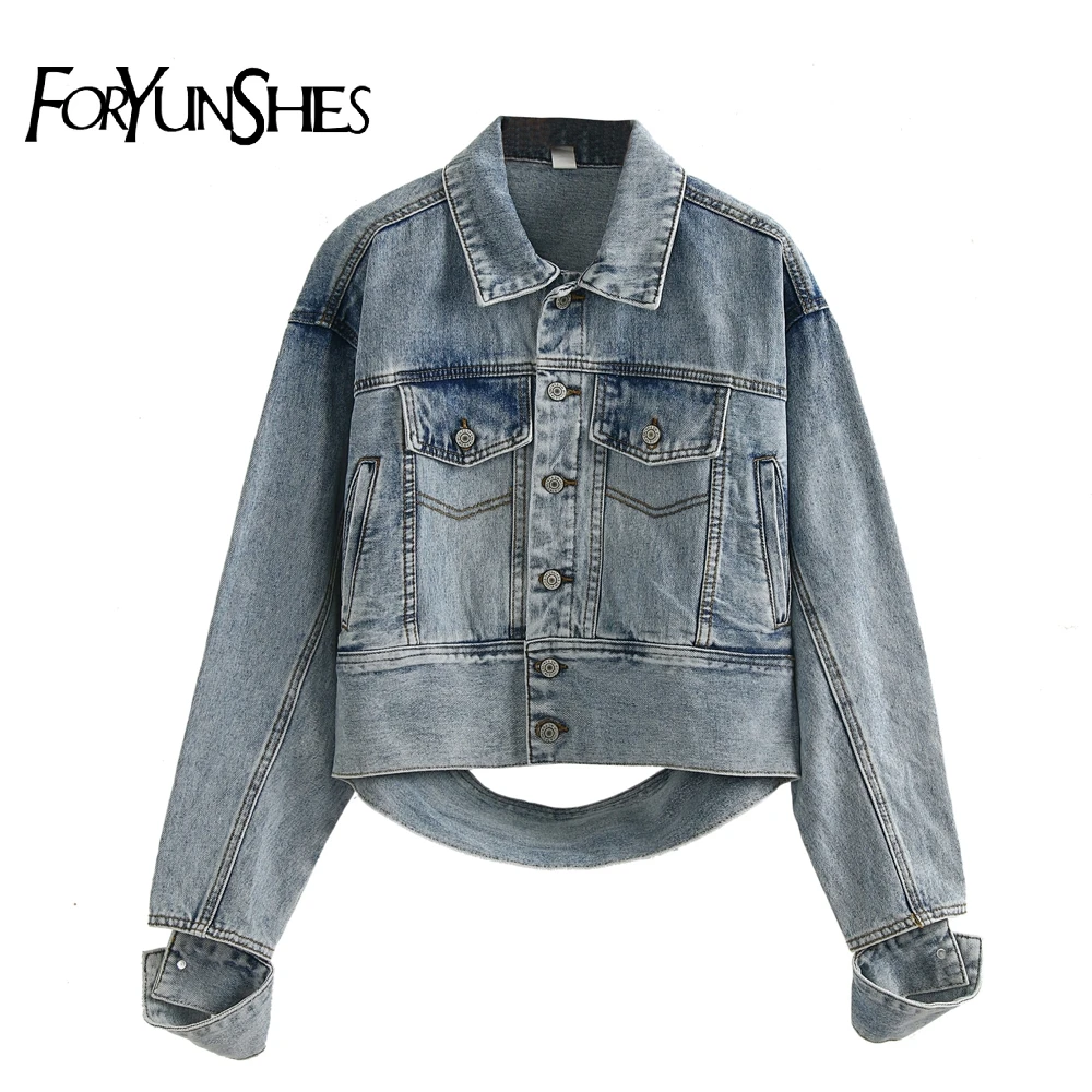 

Denim Jacket Short Women 2020 Spring Autumn New Korean-Style Loose-Fit-Style Retro Cut Crop Tops Hip Hop Jackets Tide StreetWear