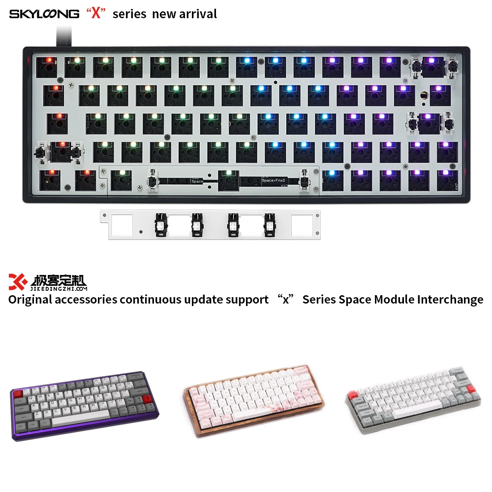 Estojo com Fio Bluetooth Programável Placa Pcb Teclado Cherry mx Kit Faça Você Mesmo Espaço Substituível Rgb Hot Swap Gk64 Gk64x Gk64xs - Imagem 3