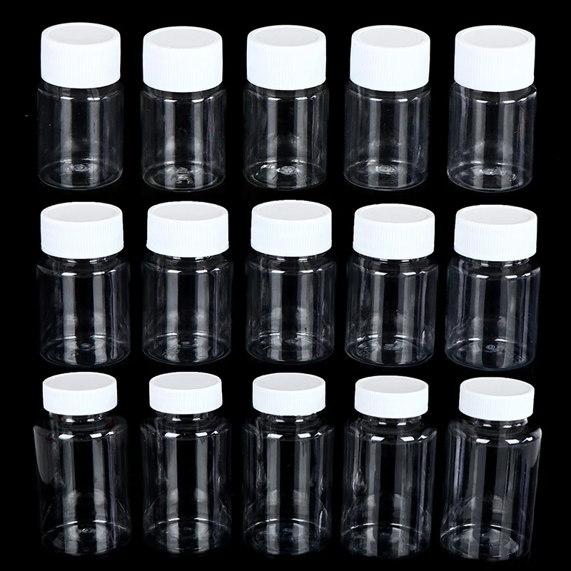 5pcs Refillable Bottles 15ml-200ml Plastic PET Clear Empty Seal Bottles Container Reagent Pack Bottle