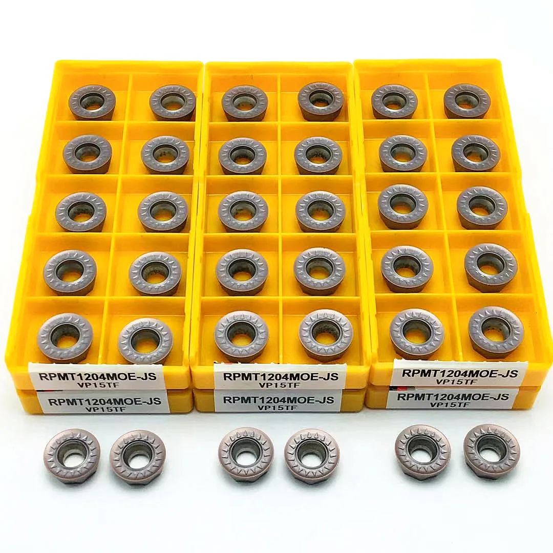 10PCS RPMT10T3MOE JS VP15TF RPMT1204MOE JS VP15TF high quality internal carbide insert CNC metal turning tool milling insert too rpmw1003 mo 1040 round carbide insert cnc metal high quality turning tool roundness machine indexable milling plate blade