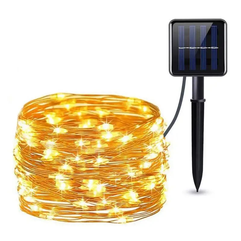 10m 15m 20m Copper Wire Waterproof Solar LED Outdoor String Lights Decoration Low Power Consumption High Brightness - Испускаемый цвет: Warm white-10m