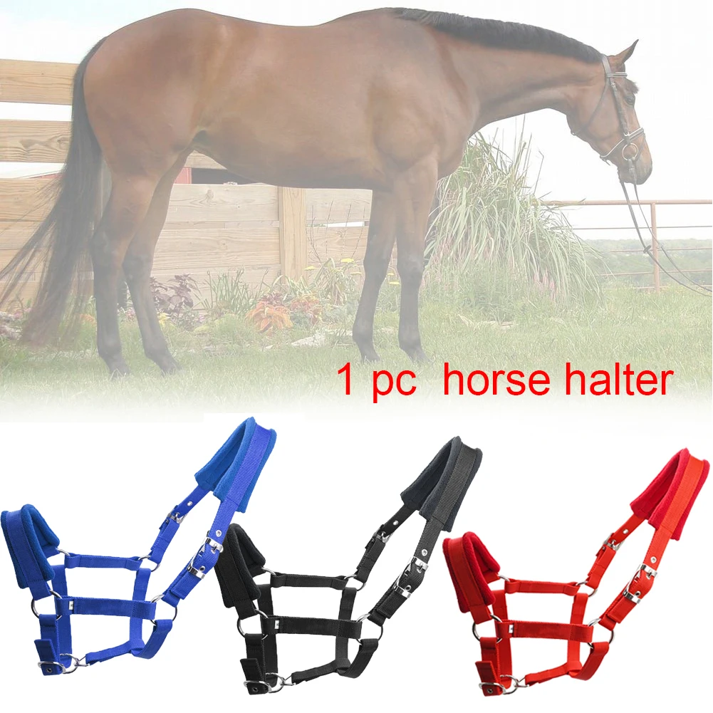 

Various Sizes Practical Accessories Adjustable Handle Double Layered Detachable Protection Halter Horse Outdoor Padded Fleece