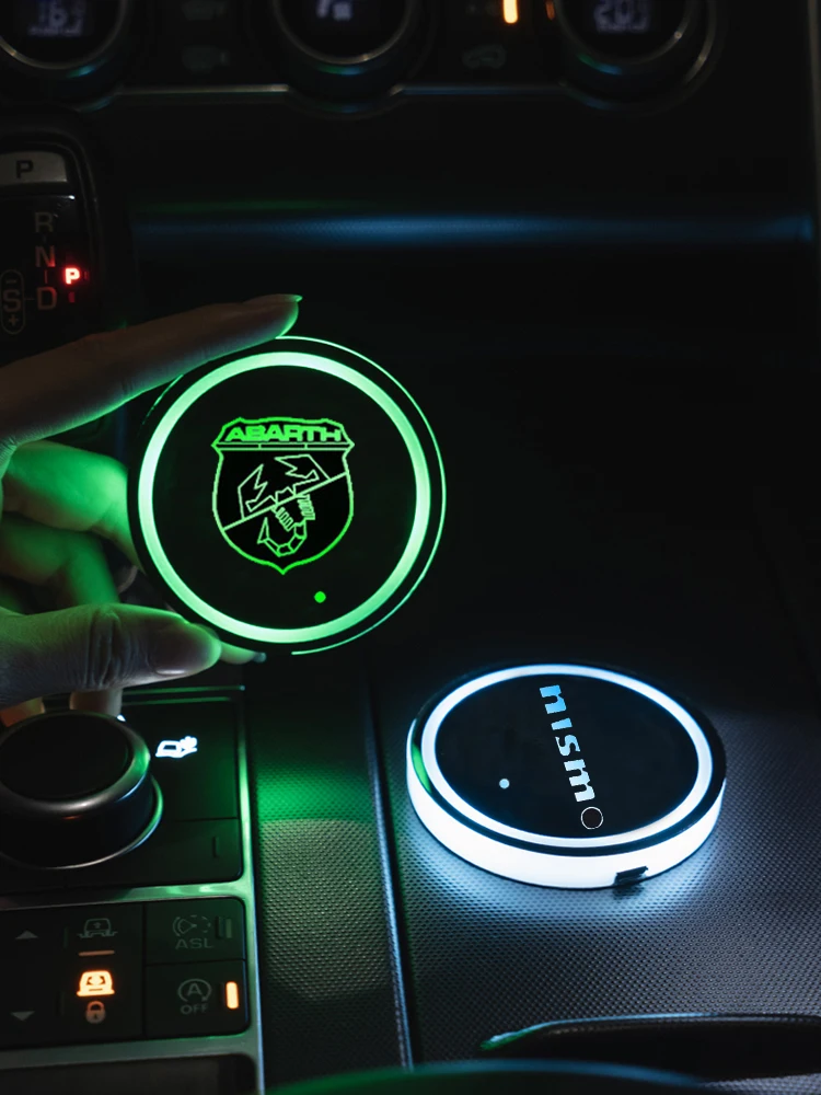 1Pcs LED Car Cup Holder Bottom Pad Auto Coaster Interior accessories For Jeep Grand Cherokee Commander Renegade Wrangler JK JL | Автомобили