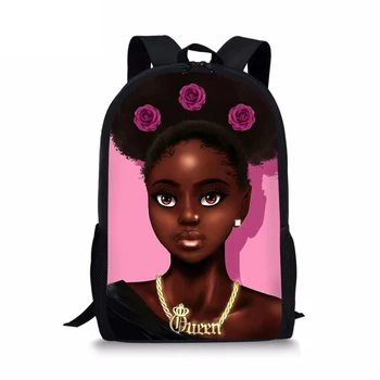 

Children Primary Backpack Black African Girls Prints Pattern School Bags Afro Art Girls Designer Kids School Book Bags