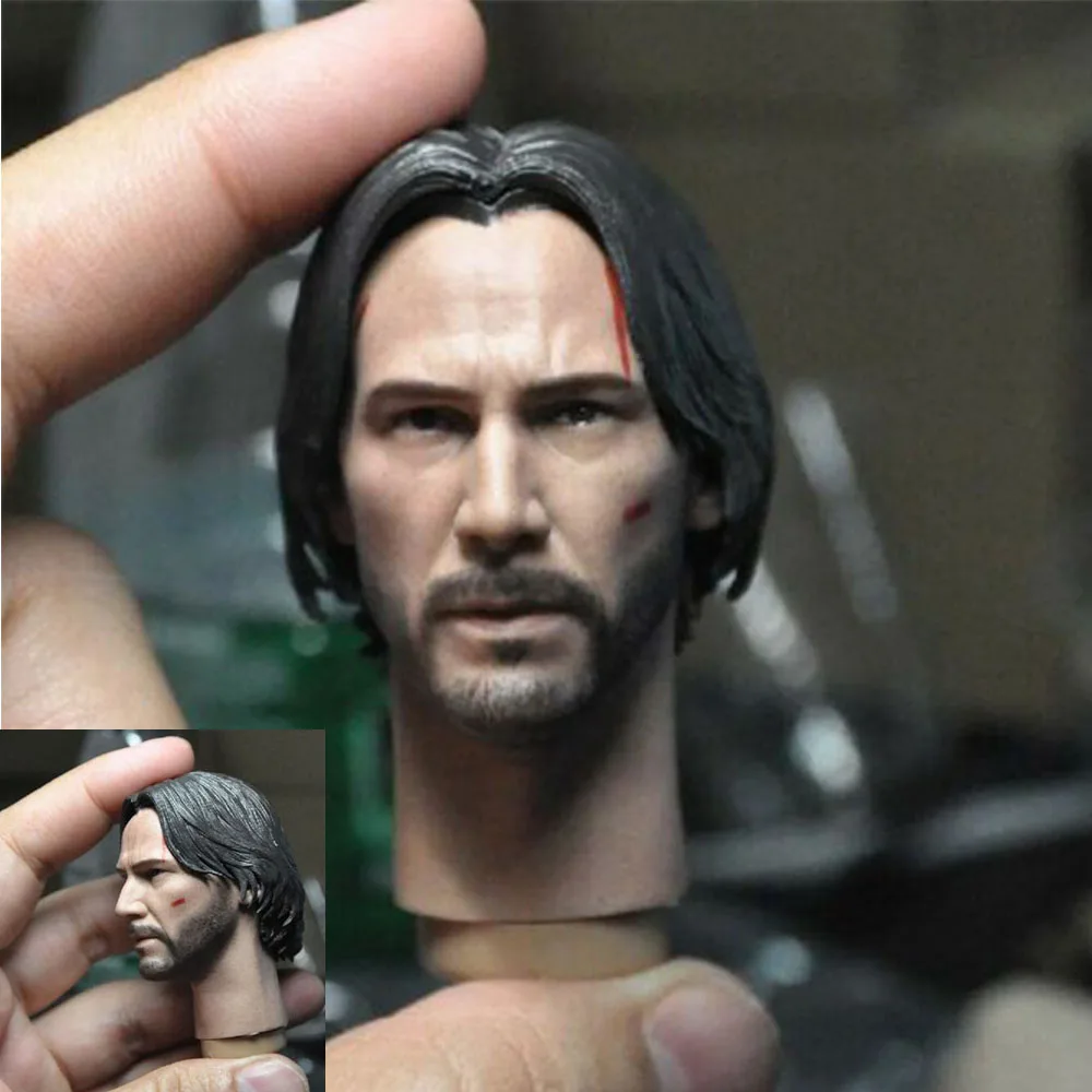 В наличии 1/6 Keanu голова резьба битва поврежденных версия убийца мужской головы