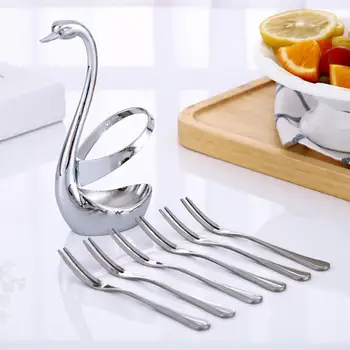 

1/7Pcs Stainless Steel Swan Shape Tableware Storage Holder Fork Spoon Cutlery Organization Kitchen Storage