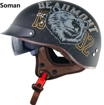 

Half Face Motorcycle Helmet Retro Classic Breathable casco capacete moto Dot/GB Approved Soman SM202