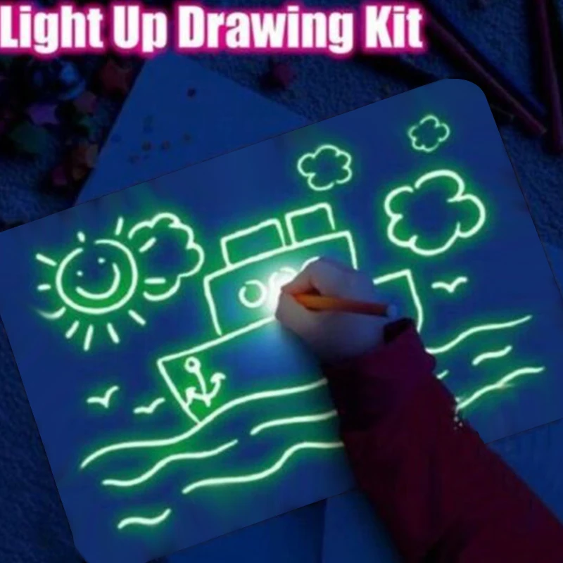

HOT A3 A4 A5 Magic Of Luminous Drawing Board Exercise Unlimited Use 3D LED With Light-Fun Fluorescent Pen Gift for Child toys