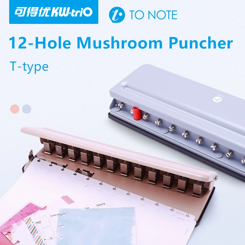 12Hole Punch Mushroom Hole Disc Binding LooseLeaf Puncher Adjustable