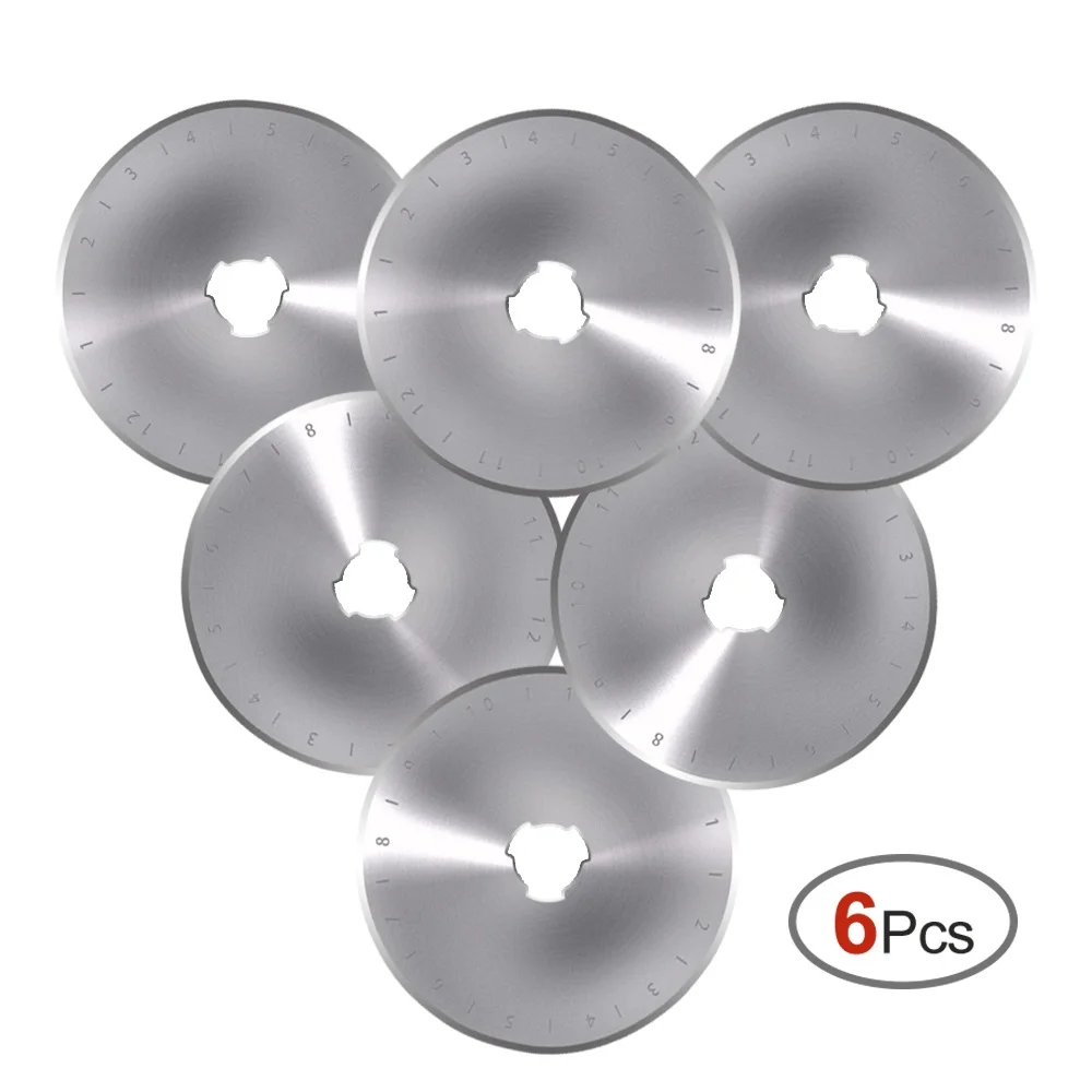 Only 6 Blades 45mm Rotary Cutter Leather Cutting Tool Fabric Cutter Circular Blade DIY Patchwork Craft Leather Sewing Quilting Cutting Tool - Цвет: Only 6 Blades