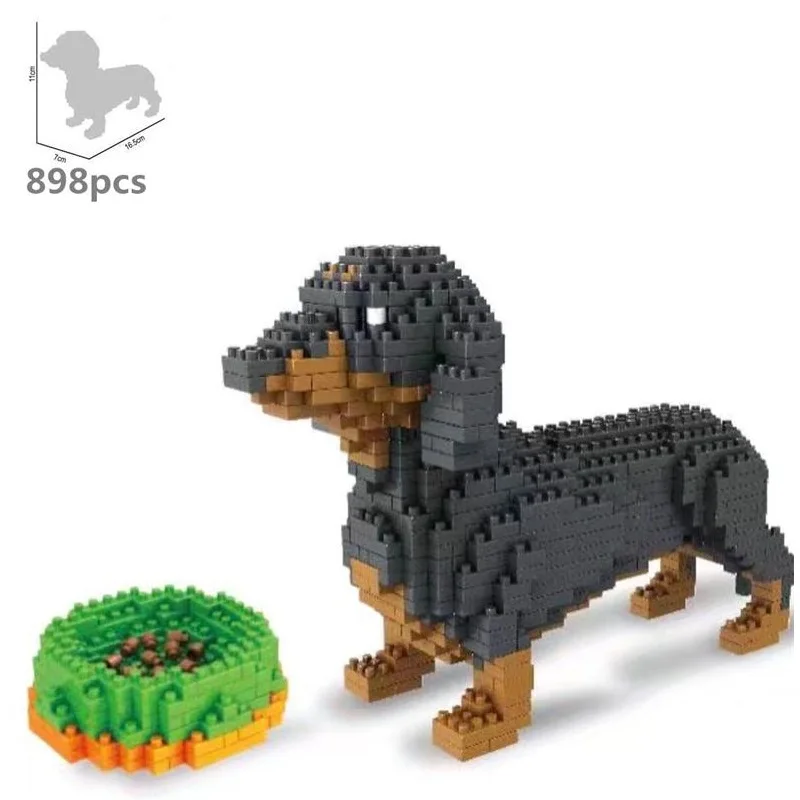 Сборные мини кубики игрушки модель животного корги собака Такса Алмазные