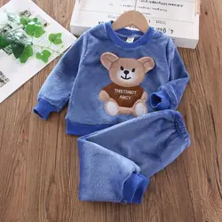 Cozy Fleece Hooded Toddler Outfit - 3-Piece Set - 24M (Blue)