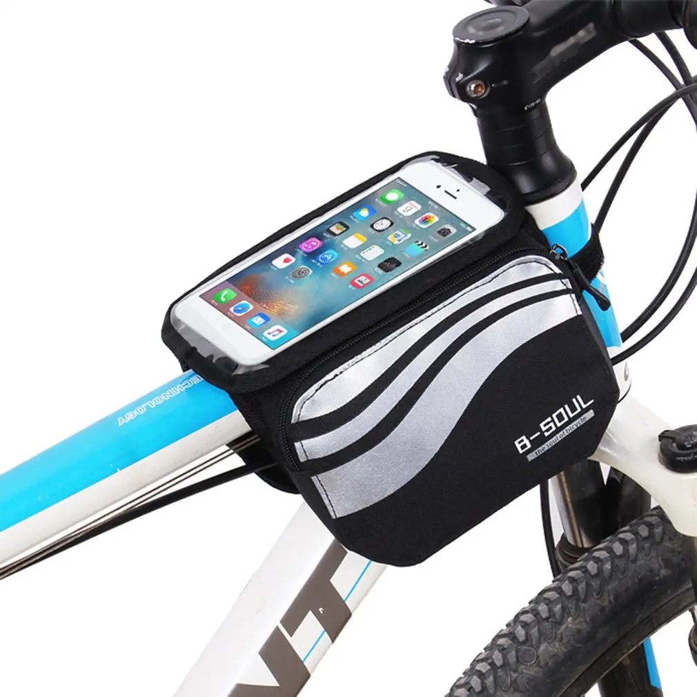 B-SOUL велосипедные сумки с сенсорным экраном для MTB велосипеда, водонепроницаемые велосипедные сумки на переднюю трубу, велосипедные аксессуары для 5,5 дюймов iPhone 6 7