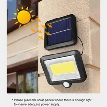 30 Вт 100LED COB светильник на солнечных батареях, Индукционная лампа для человеческого тела, PIR датчик, настенный светильник, наружный энергосберегающий садовый светильник для безопасности