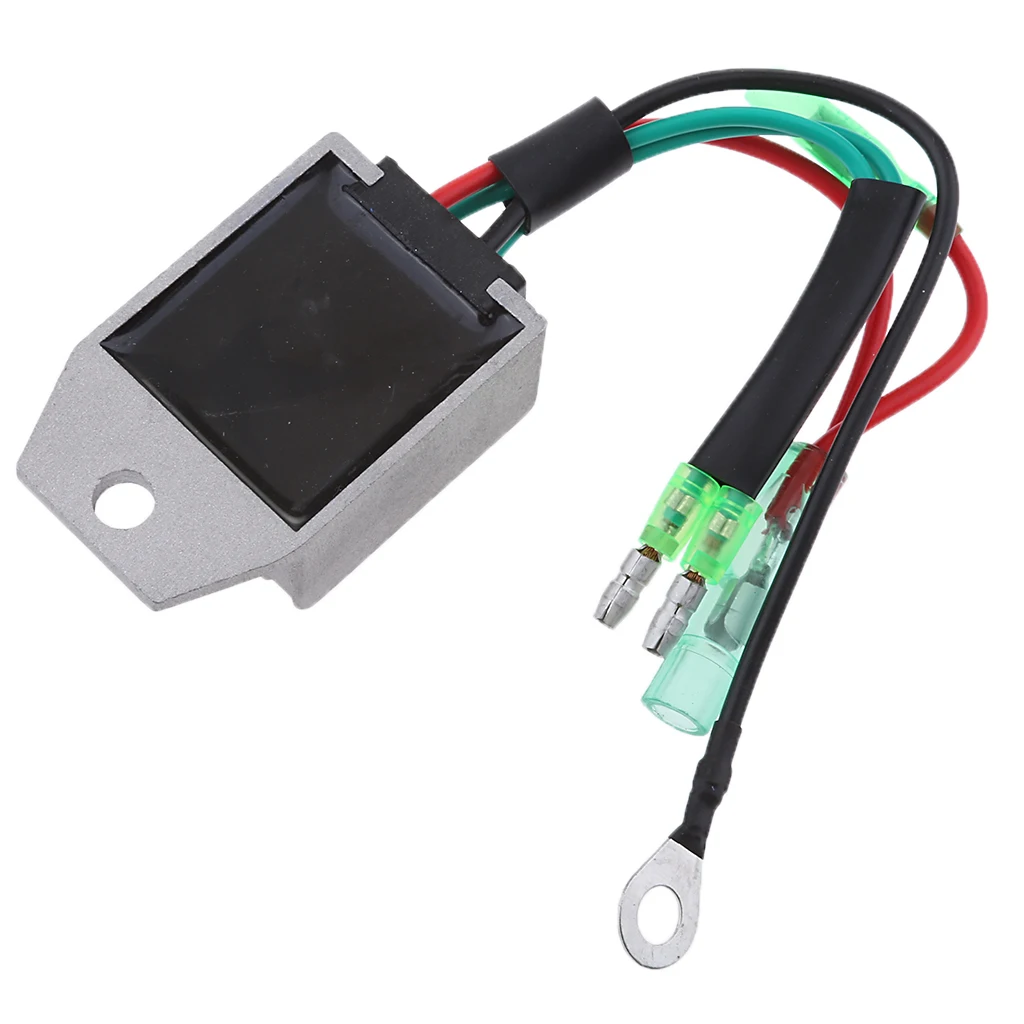 Marine Boat Outboard Voltage Regulator Rectifier Male Plug Replacement for Yamaha 15HP 2-Stroke Engines, Color Gray
