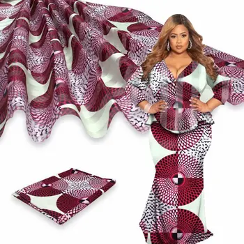 

4 yards Organza + 2 yards ribbon material silk ankara african wax print fabric silk wax fabric for women dress