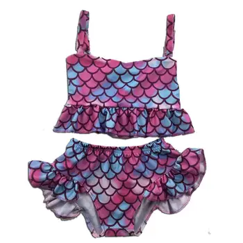 

ruffle girl clothing scale print girl summer swimming outfit