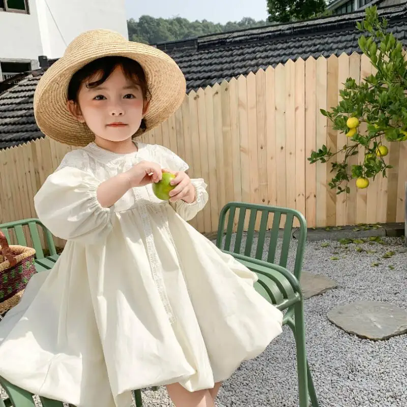 Демисезонный в Корейском стиле детские платья с длинными рукавами для маленьких девочек детское кружевное платье принцессы платье для малышей, девочек одежда JW7726