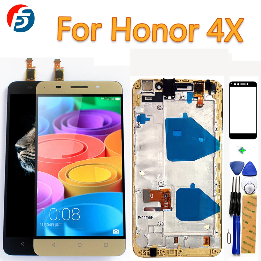 

100% Tested Touch Screen For Huawei Honor 4x Che2-L11 CHE2 UL00 5.5 inch LCD Display Digitizer Assembly Frame Glass film Tools
