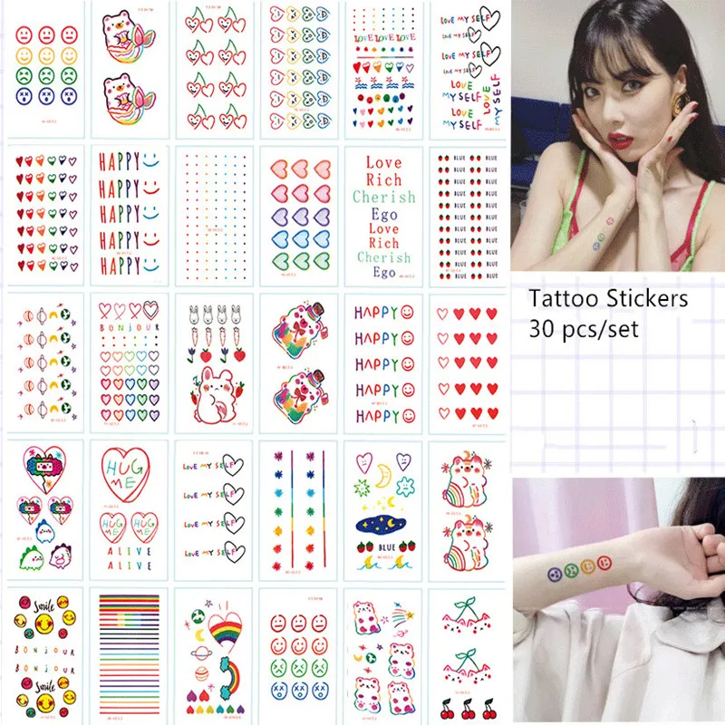 30 шт Kawaii Наклейки креативная мультяшная наклейка тату на Хэллоуин