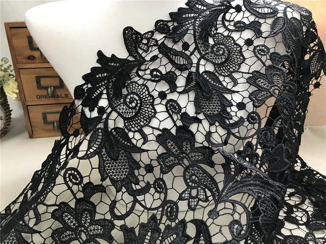 Black Floral Lace, Fabric By The Yard