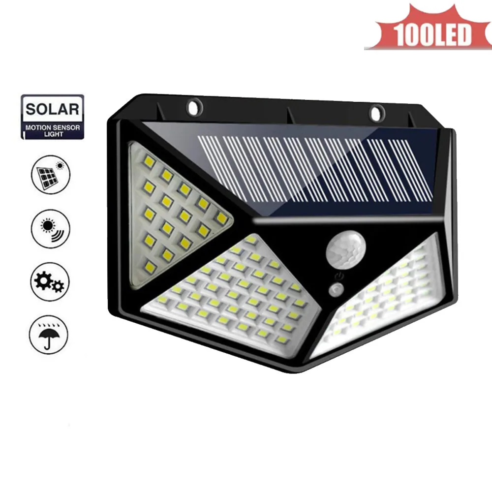

Solar Lights Outdoor 100 LED Super Bright Solar Lamp Motion Sensor Security Lights Wireless Waterproof Flexible Wall Lights 4 si
