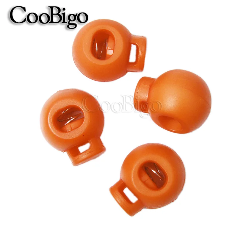 Orange 100 шт цветные пластиковые шарики с круглым шнуром, пружинный фиксатор, фиксатор для спортивной одежды, обуви, веревки, детали для рукоделия - Цвет: Orange