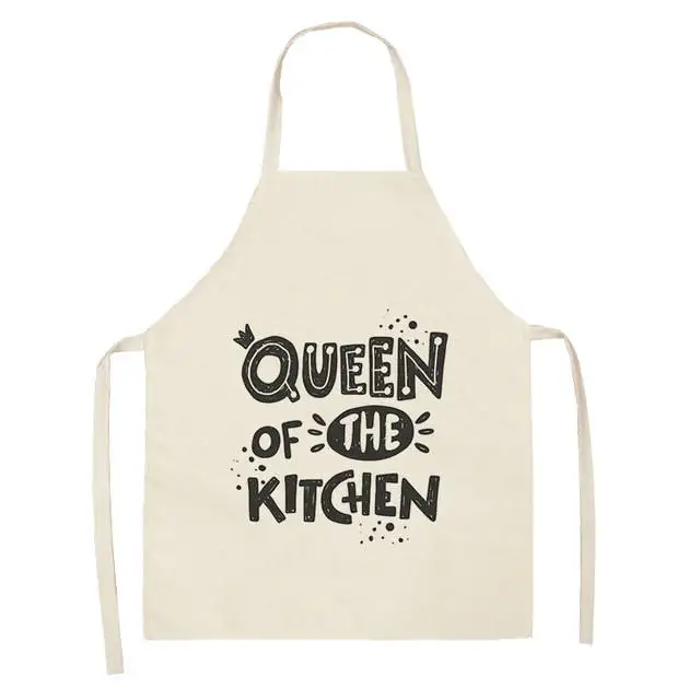 1pcs Letter Alphabet Kitchen Aprons For Women Cotton Linen Bibs Household Cleaning Pinafore Home Cooking Apron WQTF18