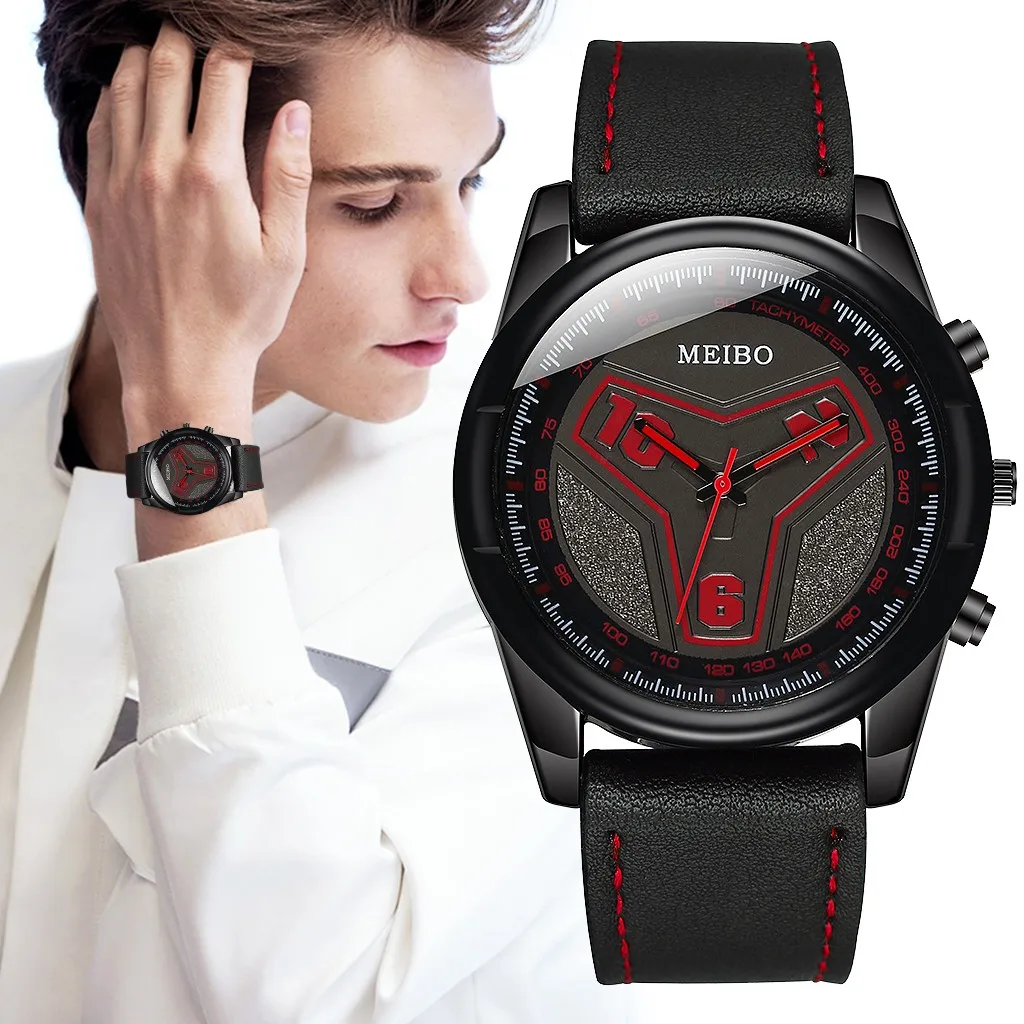 Часы мужские кварцевые с круглым ремешком модные креативные спортивные наручные