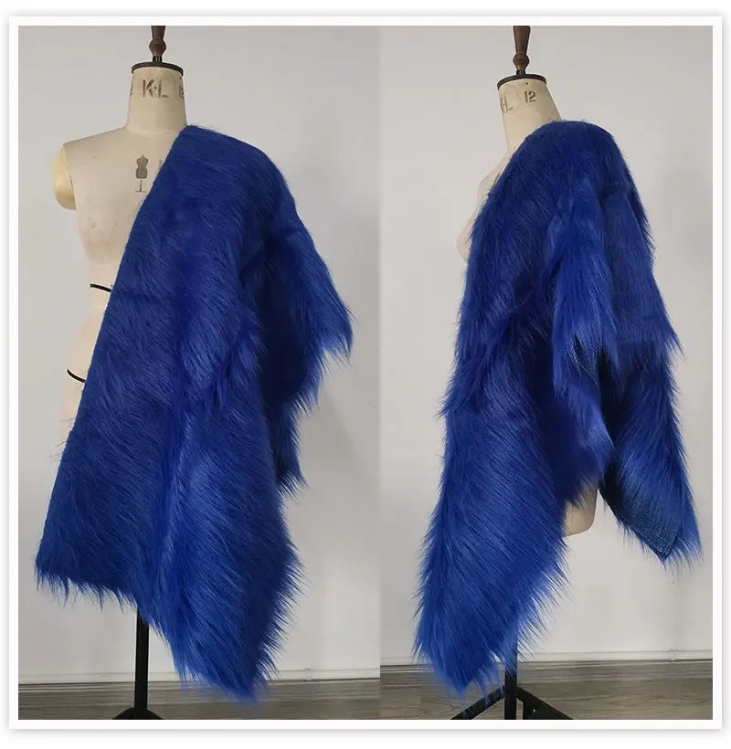 Royal blue 9cm plush faux fur fabric for winter coat vest stage cosplay decor long fur fabric tissue DIY 150*50cm 1pc SP5420