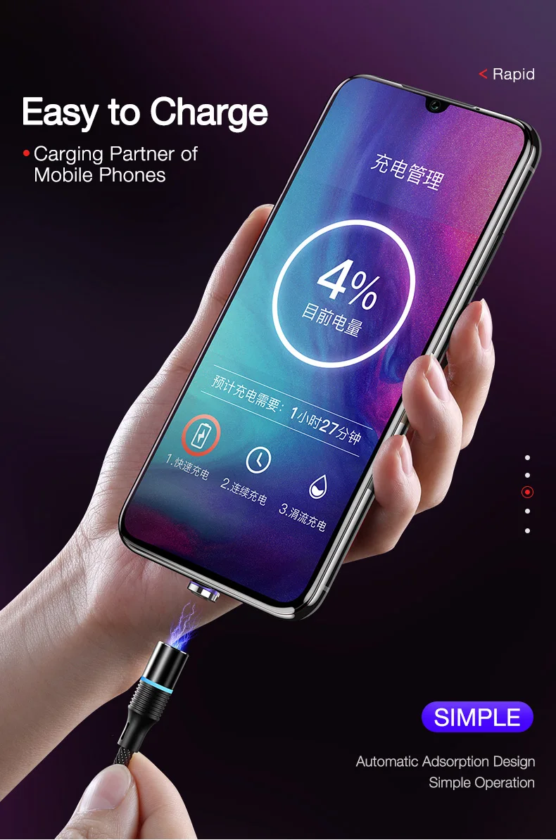 5A Super fast charge QC4.0 Magnetic Cable USB C Charging (2)