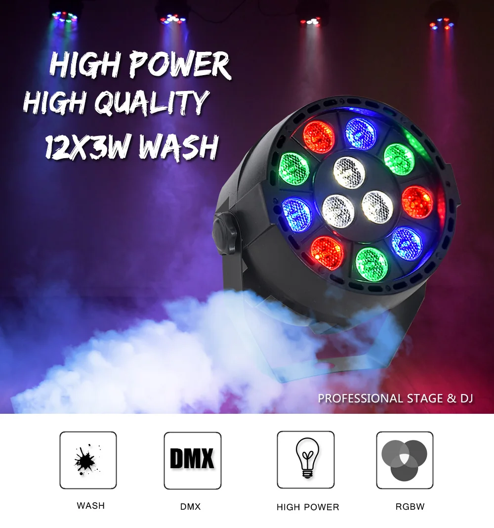 2X Scheinwerfer 12 LED RGB PAR DMX 7 Kanäle Farbmischer DJ Party Effekte Licht 