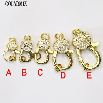 

10pcs Multi SIZE Lobster clasp pendants MIX COLORS zircon accessories zircon clasp charm for jewelry making 9682
