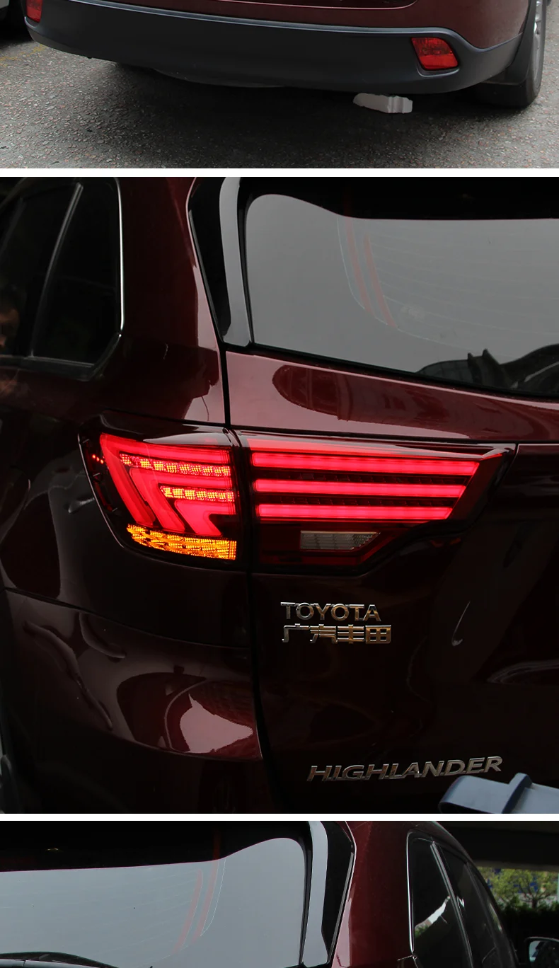 car styling For Toyota Highlander taillights Highlander lights dedicated car light led taillight assembly with hid kit 2pcs