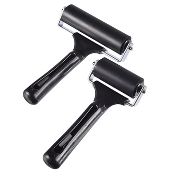

2Pcs/Set Practical Black Durable Professional Rubber Roller Brayer Paint Art Accessary Painting Supplies Diy Crafts Tool