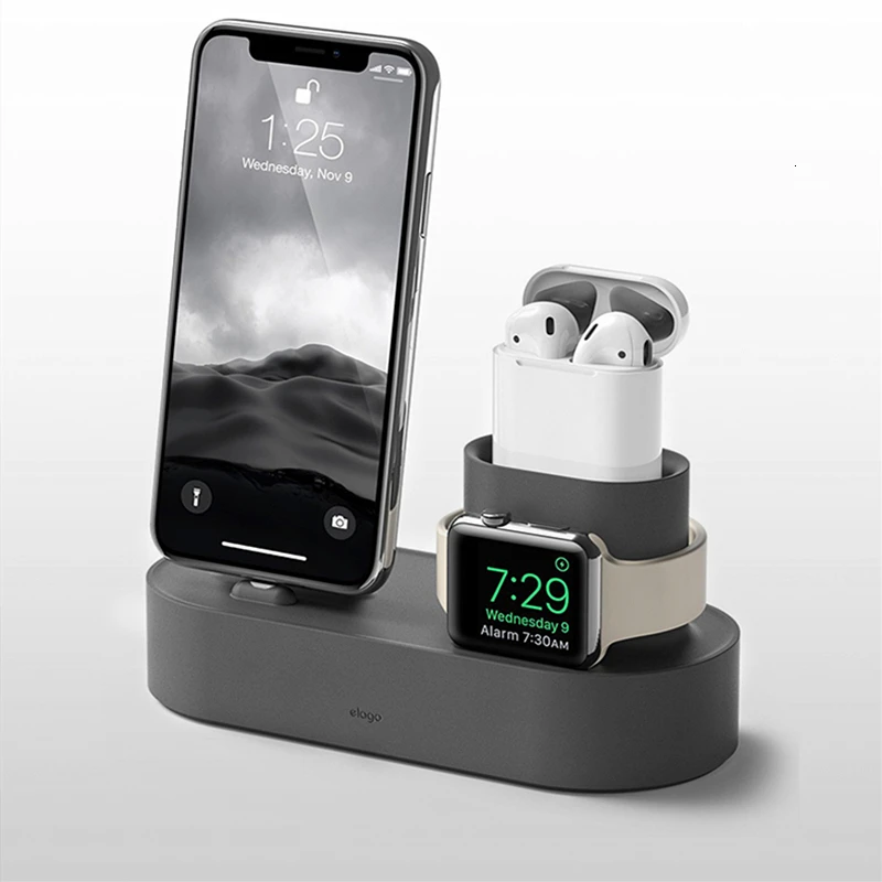 3 в 1 зарядная док-станция держатель для iPhone X XR XS Max 8 7 6 силиконовая зарядная подставка для Apple Watch AirPods зарядная станция Док-станция