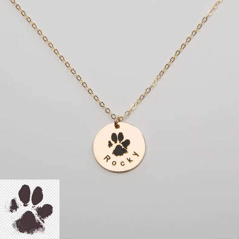 

Custom Pet Claw Necklace Stainless Steel Engraving Name Pattern Personalized Collar Jewelry Gold Silver Necklace Best Gift