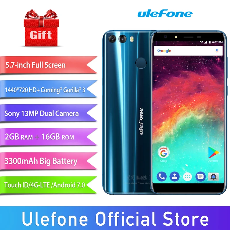 Ulefone MIX 2 двойная задняя камера 5 7 &quotHD + 18:9 экран MT6737 четырехъядерный ГБ 16 Android 0 3300