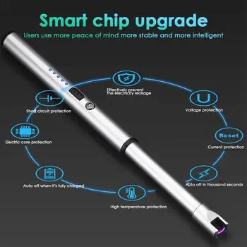 

USB Rechargeable Arc Lighters Gift Windproof Electric Outdoor Lighter Gas Metal Barbecue Kitchen Fire Starter Shell Camping M1I1