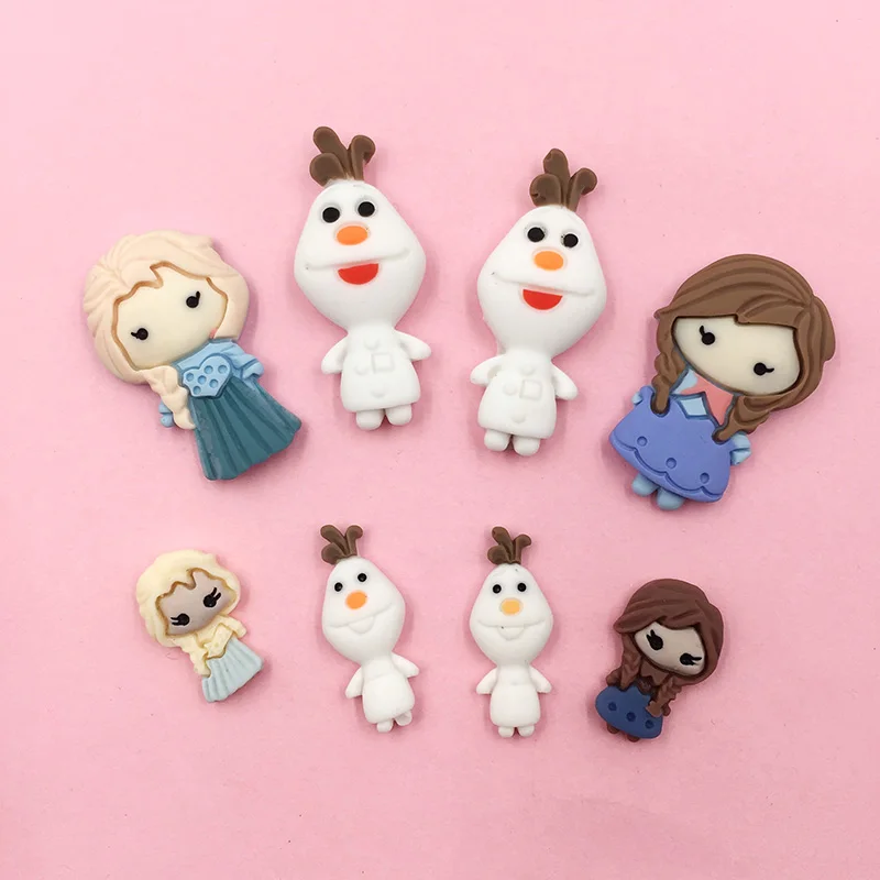 

10Pcs Resin Cute Princess Snowman Flatback Cabochons DIY Hair Bow Center Scrapbooking Decoration Accessories