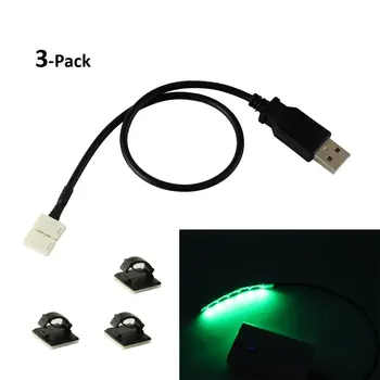 

USB LED Light Strip Connector,USB to 2 Pin 8mm Solderless Quick Connectors for DIY 5V DC Single Color 2835 3528 jk1064