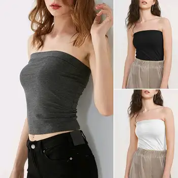 

ZANZEA Bandeau Sleeveless Women Casual Solid Ladies Tube Tops Seamless Crop Top Underwear Sport Stretch Shapewear Plus Size