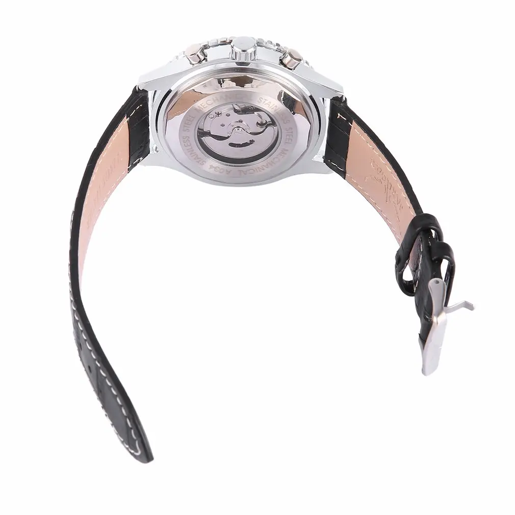 Jaragar Многофункциональный Для мужчин часы автоматические механические Нержавеющая сталь чехол Автоматическая Дата часы с открытой спиной наручные большой циферблат часов