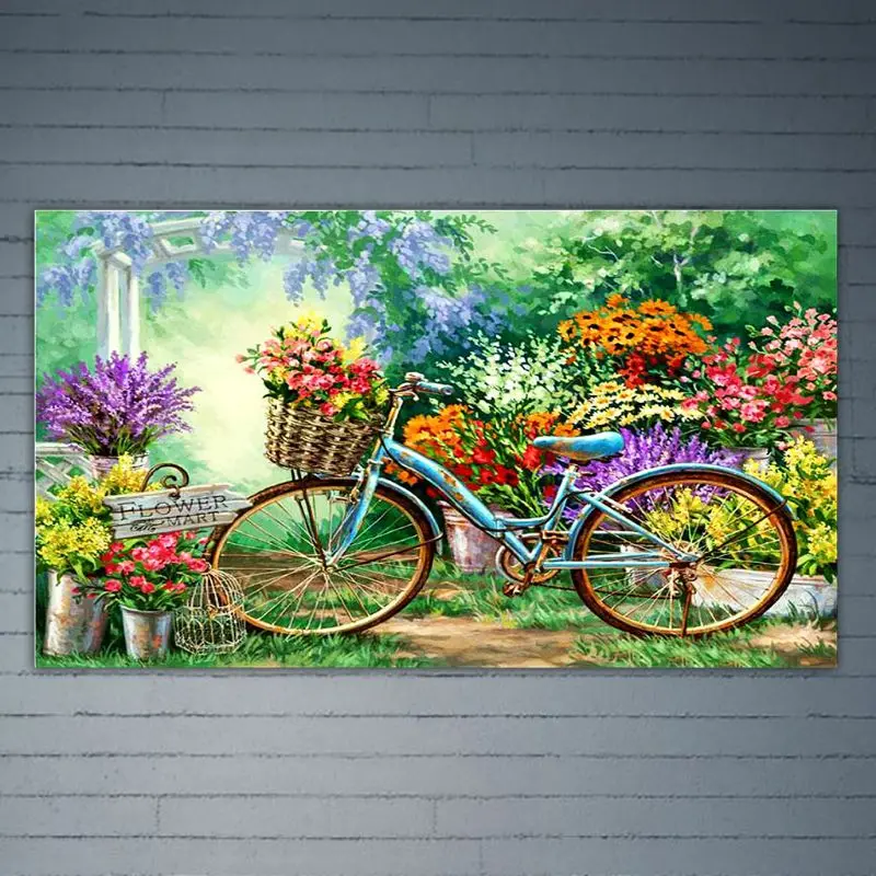 

Bicycle Bike 5D Full Drill Diamond Painting Embroidery Cross Stitch Kit Rhinestone Crystal Home Decoration Craft Q84D