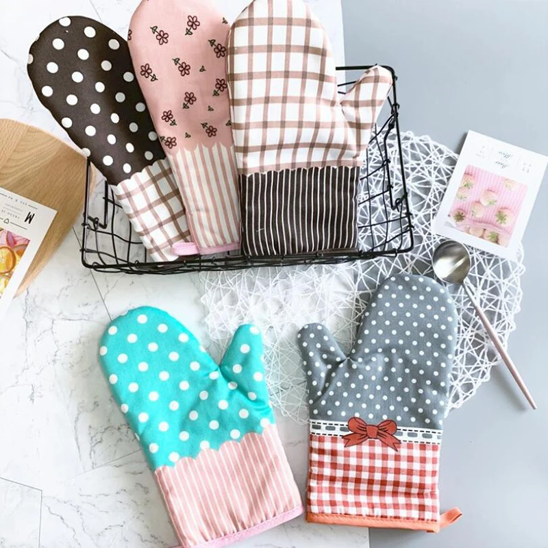 Cotton Fashion Kitchen Pad Cooking Microwave Baking BBQ Oven Potholders Oven Mitts Kitchen Gloves Mitts