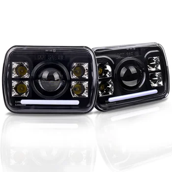 

Square LED Headlights 7x6 5X7 inch 60W Sealed Beam Headlamp with DRL for 1987- 1995 Jeep YJ GMC Savana 1500 2500 3500